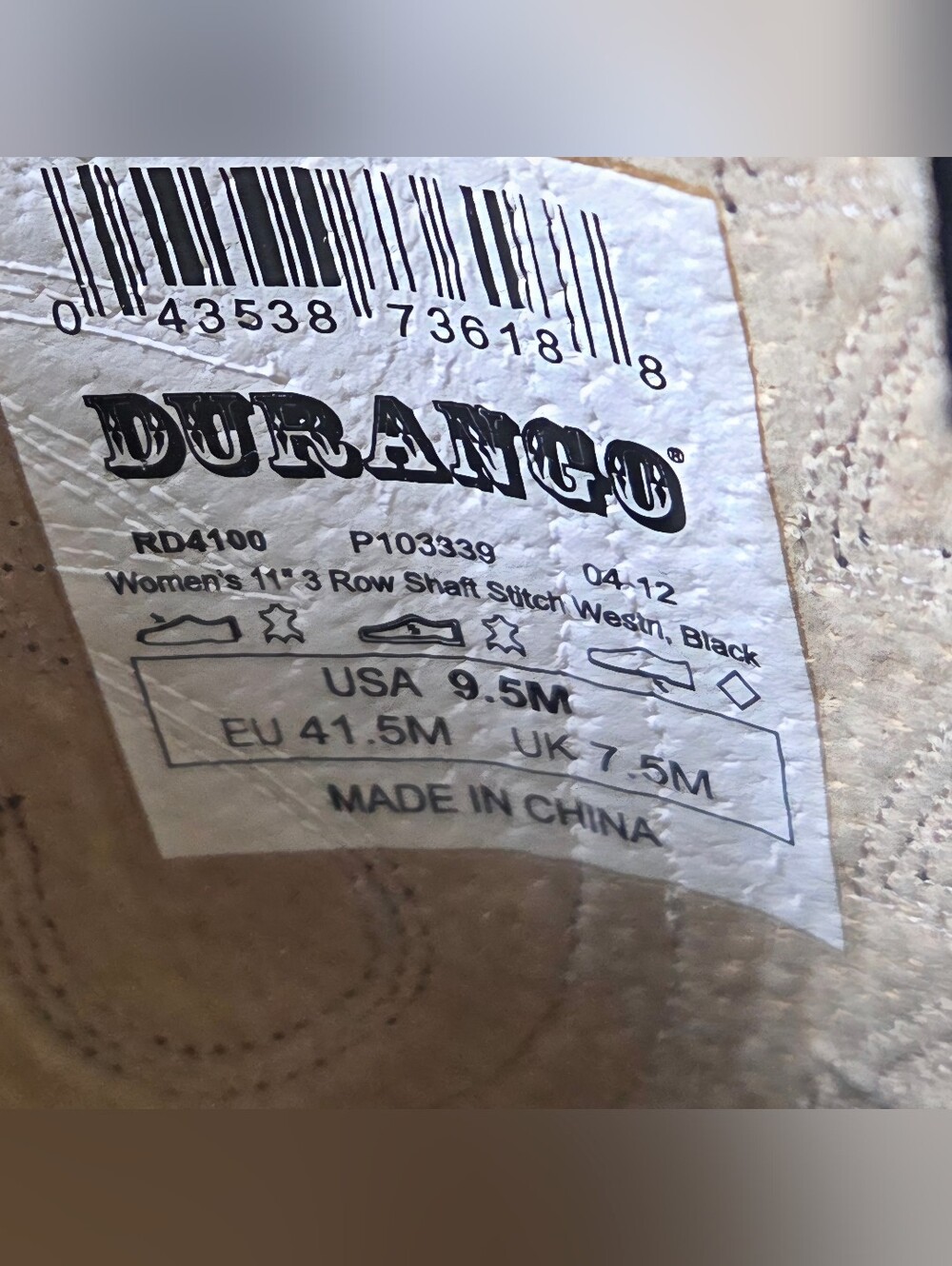 Durango RD4100 Women's 11" Western Cowboy Boots Black Size 9.5 - Picture 8 of 8
